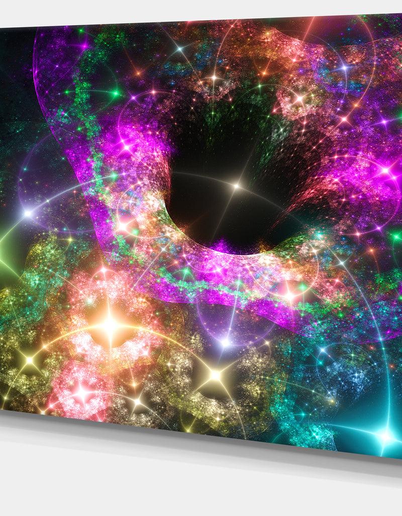 DesignQ Pink Cosmic Black Hole'Large Abstract Canvas Art Print