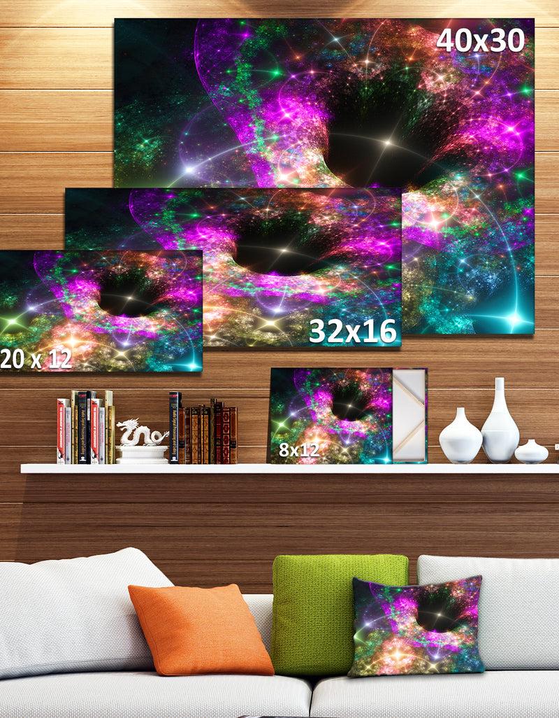 DesignQ Pink Cosmic Black Hole'Large Abstract Canvas Art Print
