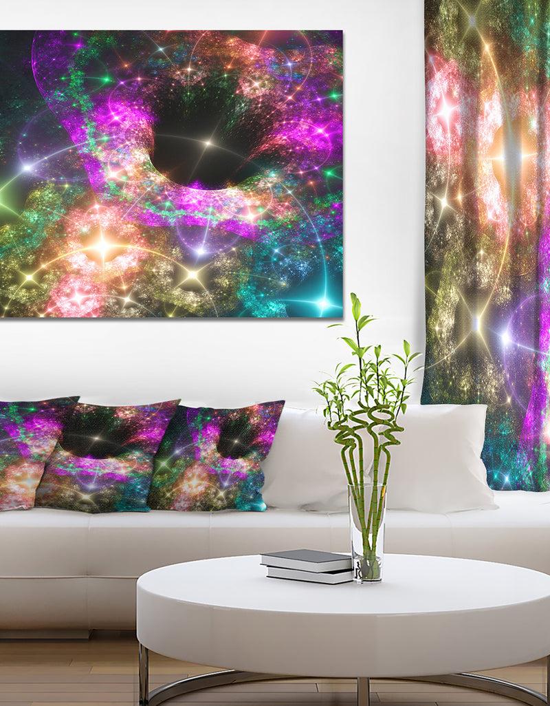 DesignQ Pink Cosmic Black Hole'Large Abstract Canvas Art Print