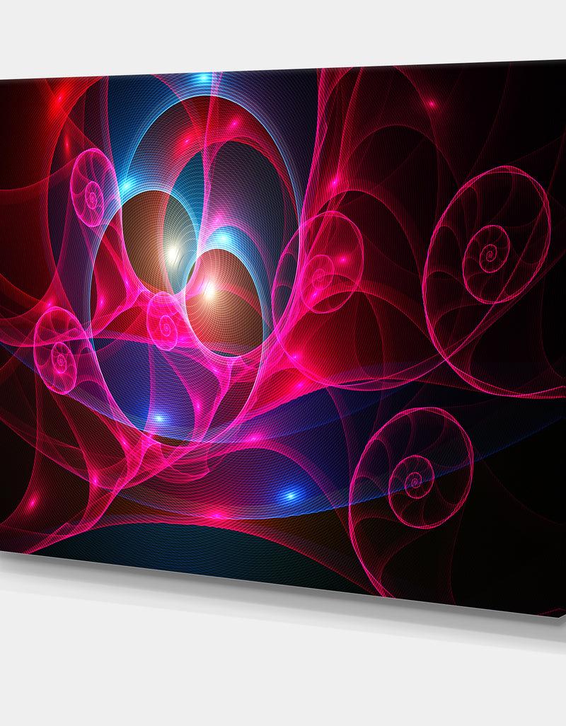 DesignQ Pink Curly Spiral On Black - Extra Large Abstract Canvas Wall Art