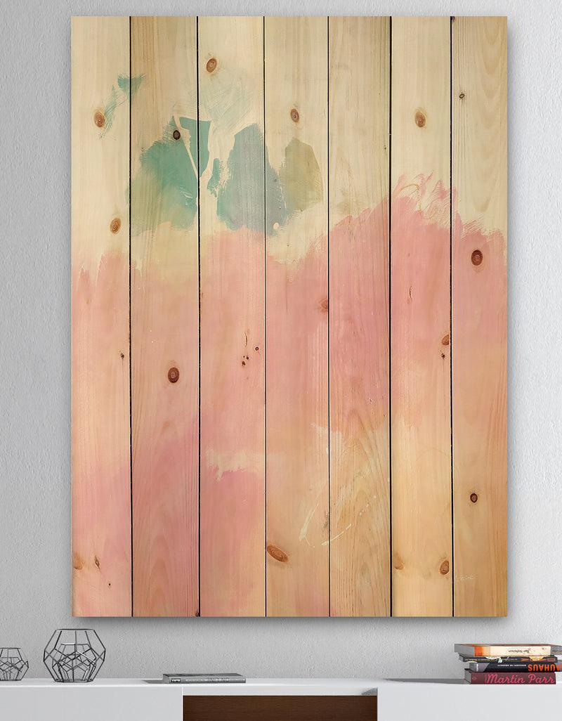 DesignQ Pink Dream - Modern & Contemporary Print on Natural Pine Wood