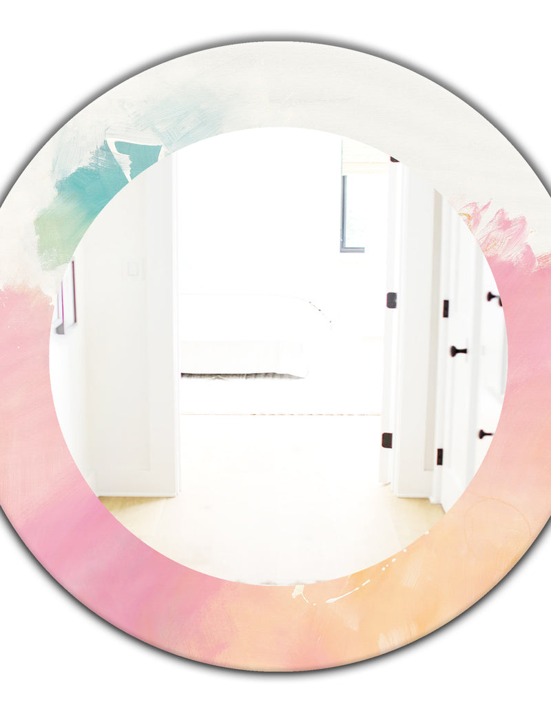 DesignQ Pink Dream - Modern Mirror - Frameless Oval Or Round Wall Mirror