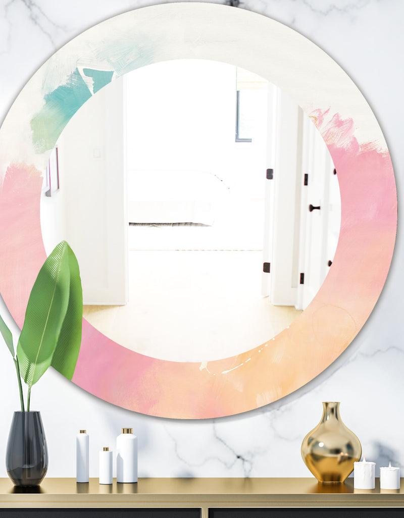 DesignQ Pink Dream - Modern Mirror - Frameless Oval or Round Wall Mirror