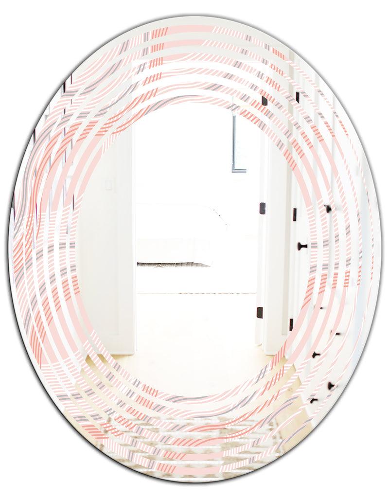 DesignQ Pink Elegant Pastel Waves - Modern Round Or Oval Wall Mirror - Wave