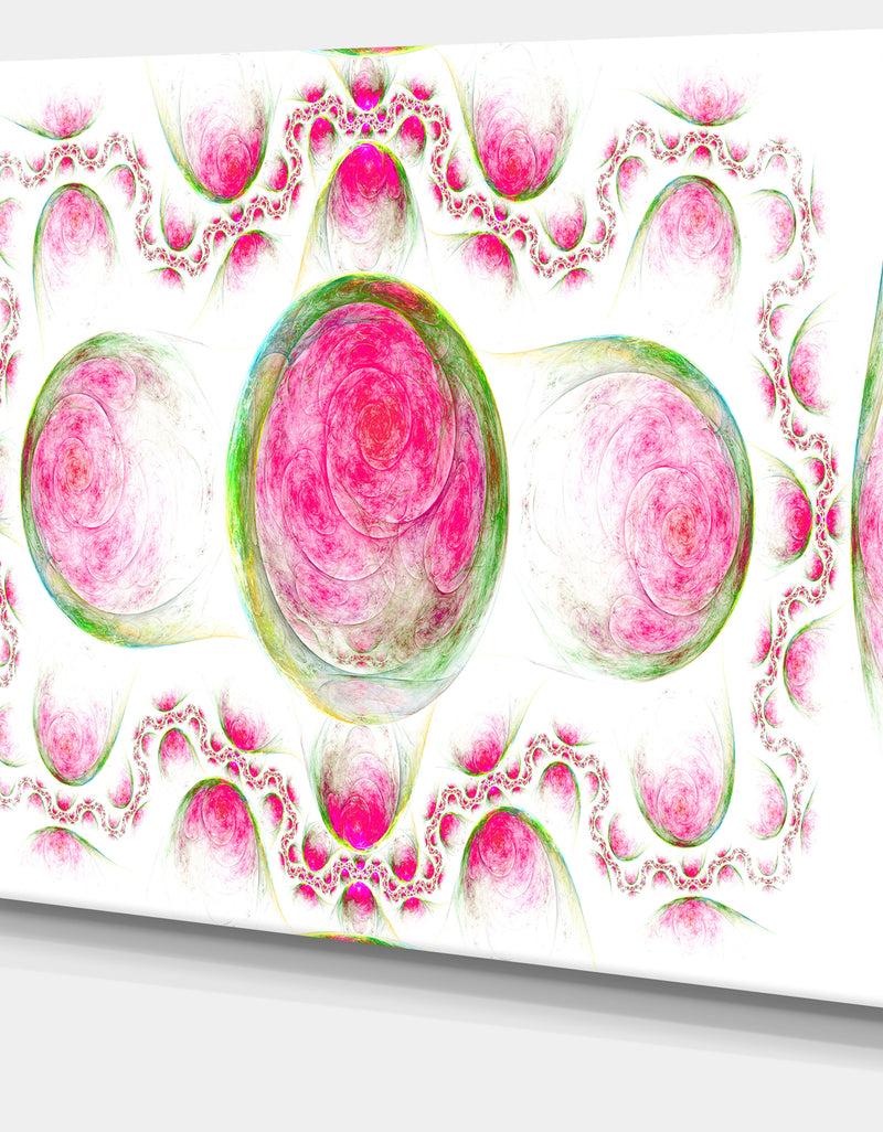 DesignQ Pink Exotic Pattern On White - Abstract Art On Canvas