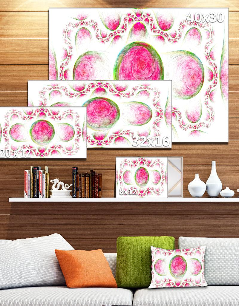DesignQ Pink Exotic Pattern On White - Abstract Art On Canvas