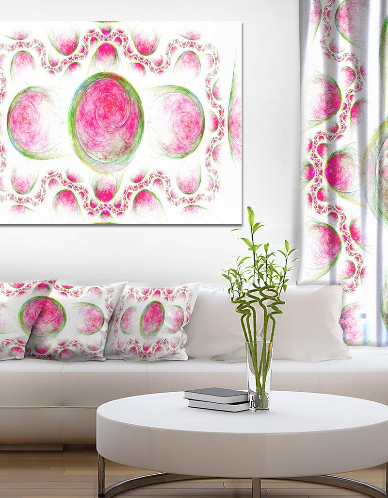 DesignQ Pink Exotic Pattern on White - Abstract Art on Canvas