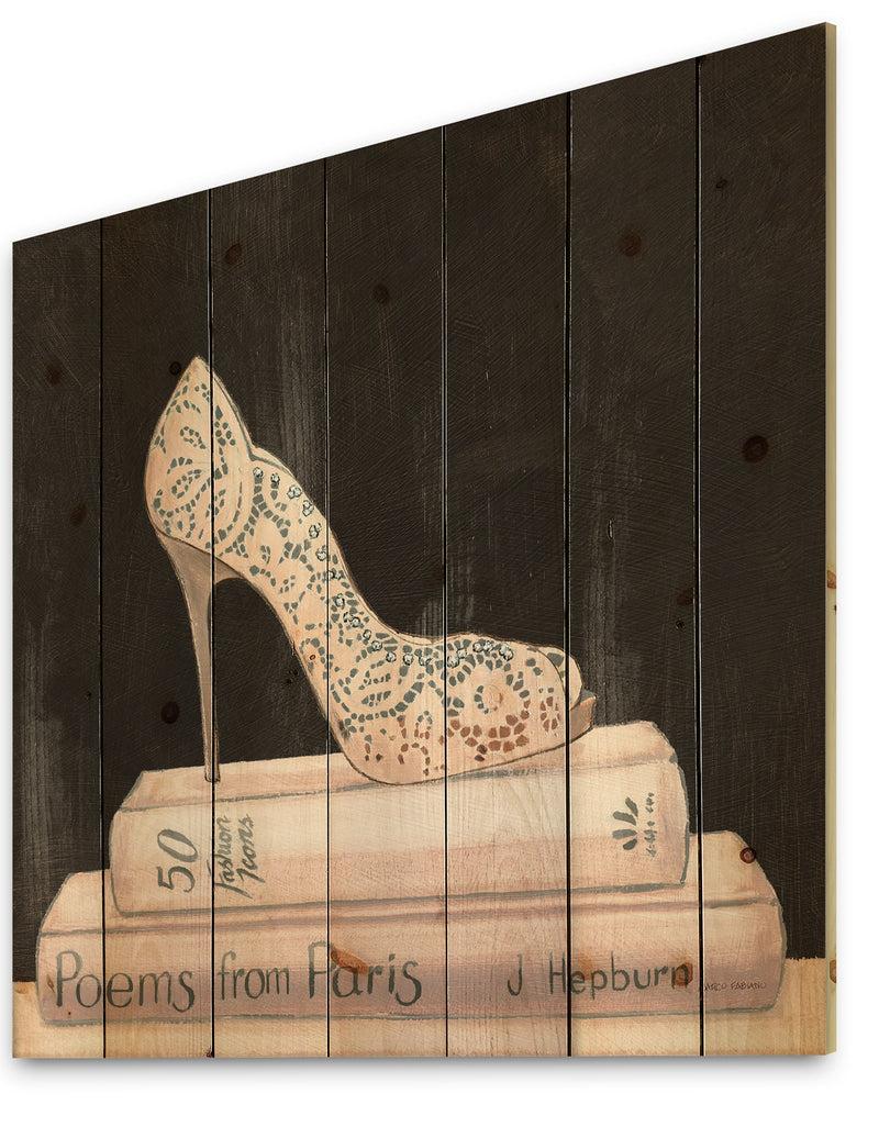 DesignQ Pink Fashion & Glam High Heels I - Posh & Luxe Print On Natural Pine Wood