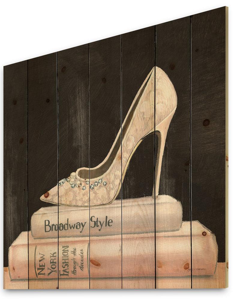 DesignQ Pink Fashion & Glam High Heels II - Posh & Luxe Print On Natural Pine Wood