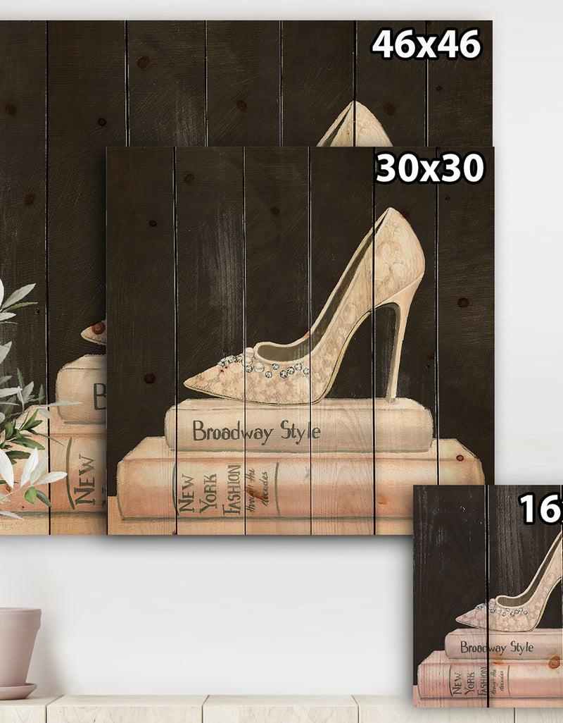 DesignQ Pink Fashion & Glam High Heels II - Posh & Luxe Print On Natural Pine Wood