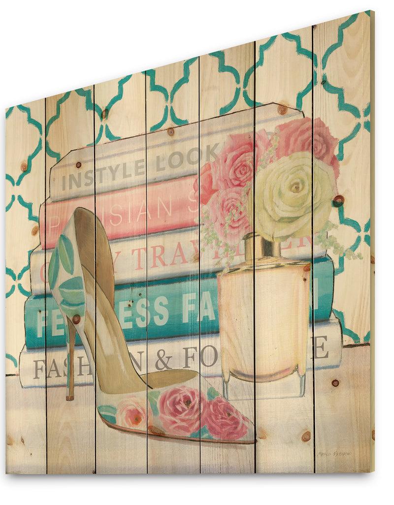 DesignQ Pink Fashion High Heels II - Posh & Luxe Print On Natural Pine Wood