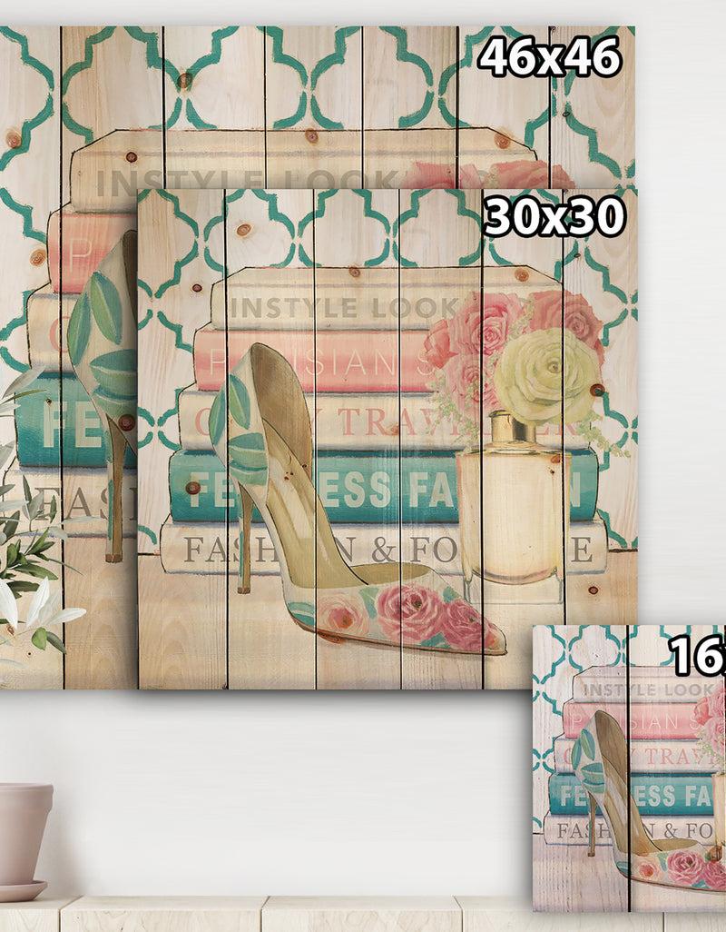 DesignQ Pink Fashion High Heels II - Posh & Luxe Print On Natural Pine Wood