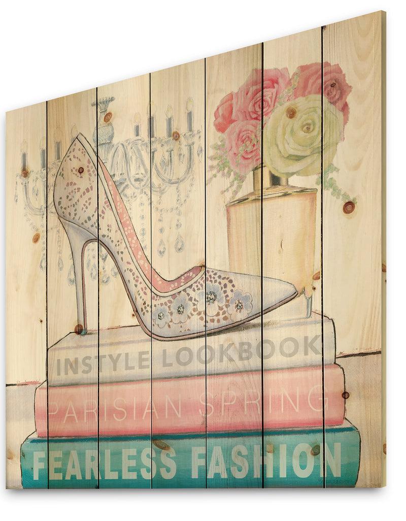 DesignQ Pink Fashion High Heels III - Posh & Luxe Print On Natural Pine Wood
