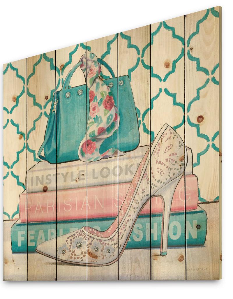 DesignQ Pink Fashion High Heels IV - Posh & Luxe Print On Natural Pine Wood