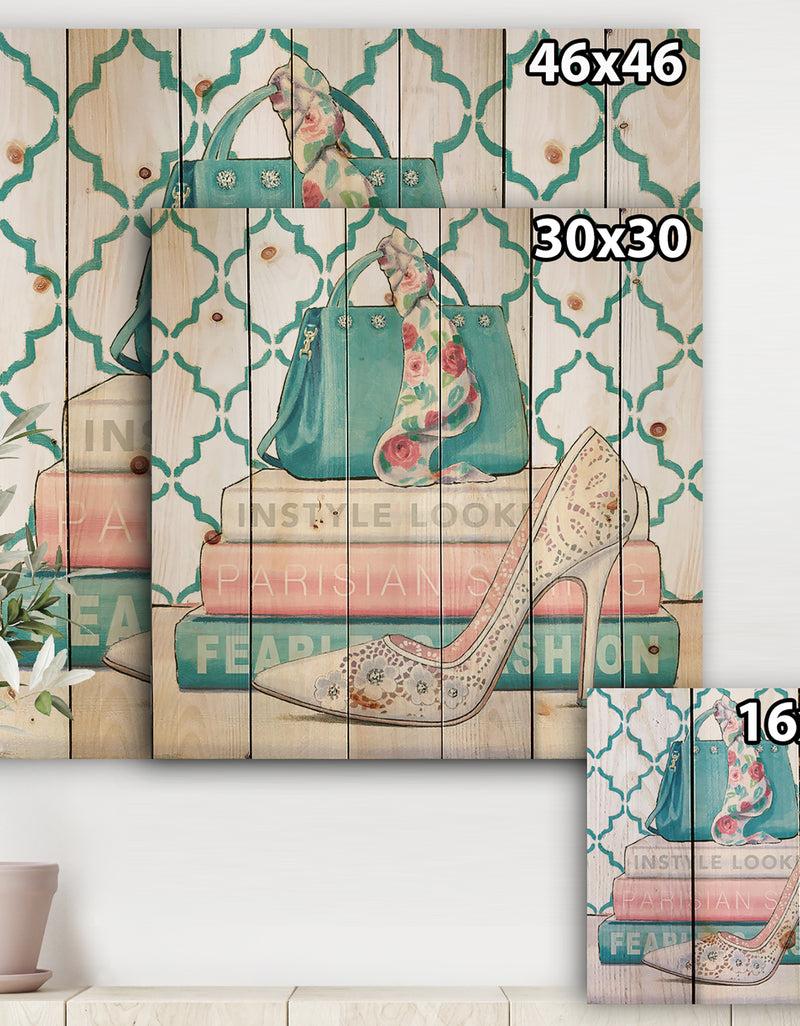 DesignQ Pink Fashion High Heels IV - Posh & Luxe Print On Natural Pine Wood