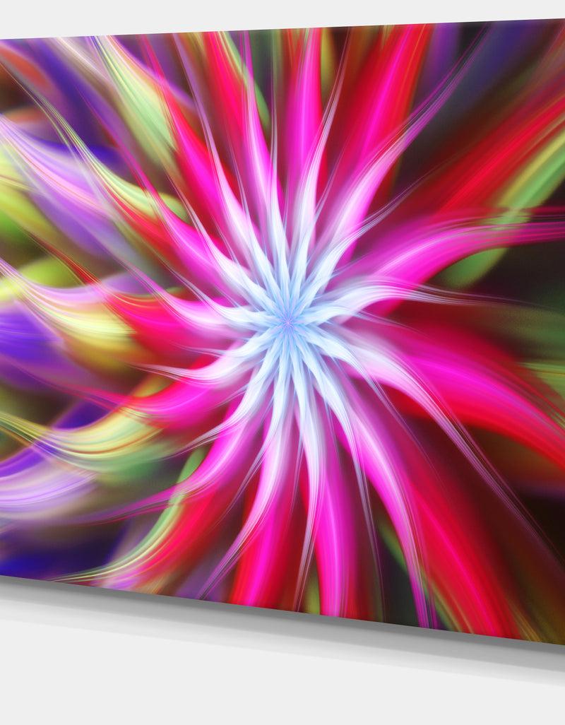 DesignQ Pink Flower Dance Bright Spiral - Extra Large Floral Canvas Art Print