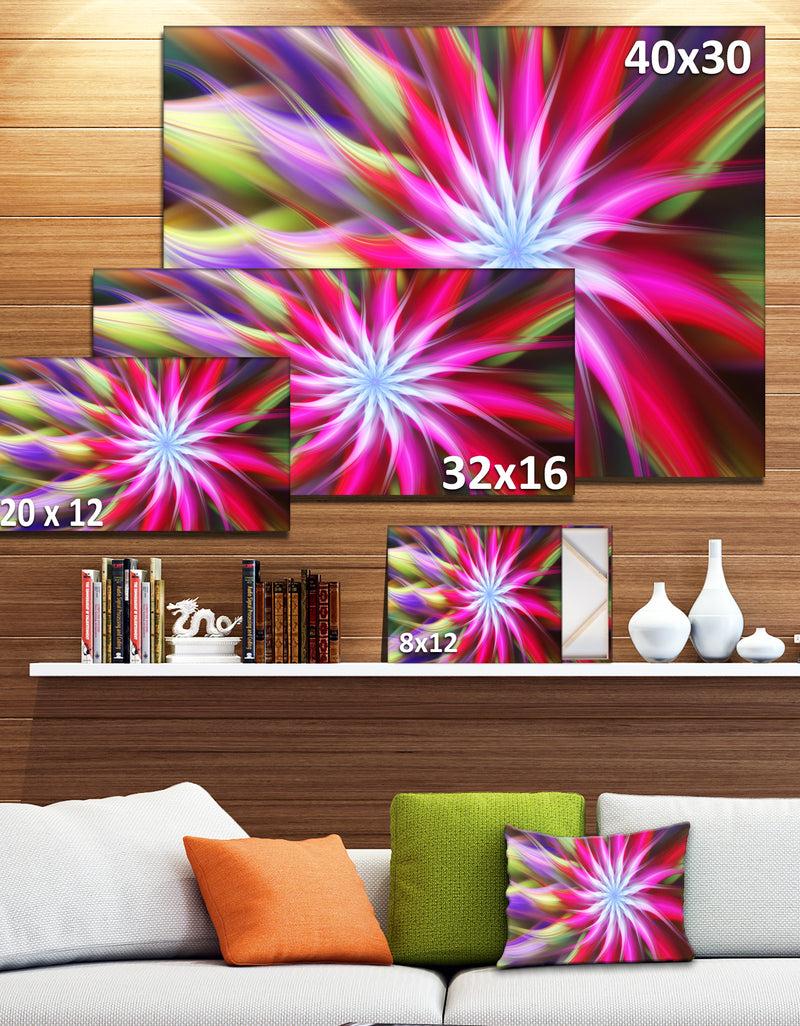 DesignQ Pink Flower Dance Bright Spiral - Extra Large Floral Canvas Art Print