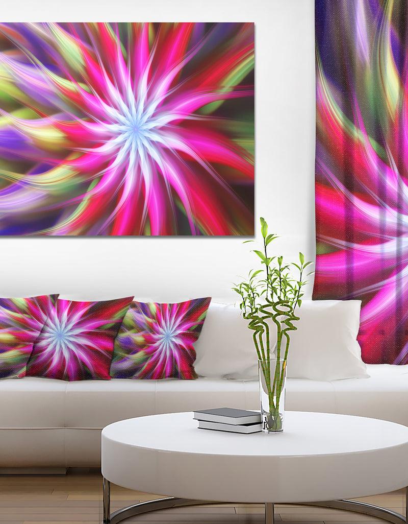 DesignQ Pink Flower Dance Bright Spiral - Extra Large Floral Canvas Art Print