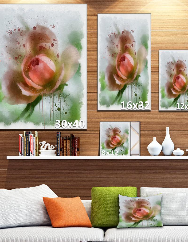 DesignQ Pink Flower On Green Background - Extra Large Floral Canvas Art