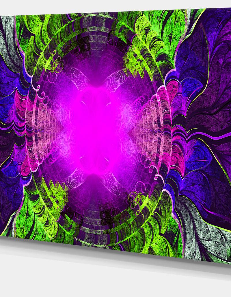 DesignQ Pink Fractal Circles And Curves - Abstract Wall Art On Canvas