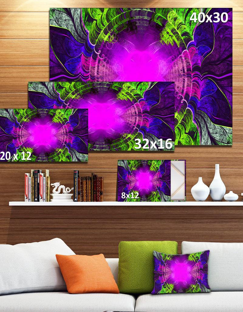 DesignQ Pink Fractal Circles And Curves - Abstract Wall Art On Canvas