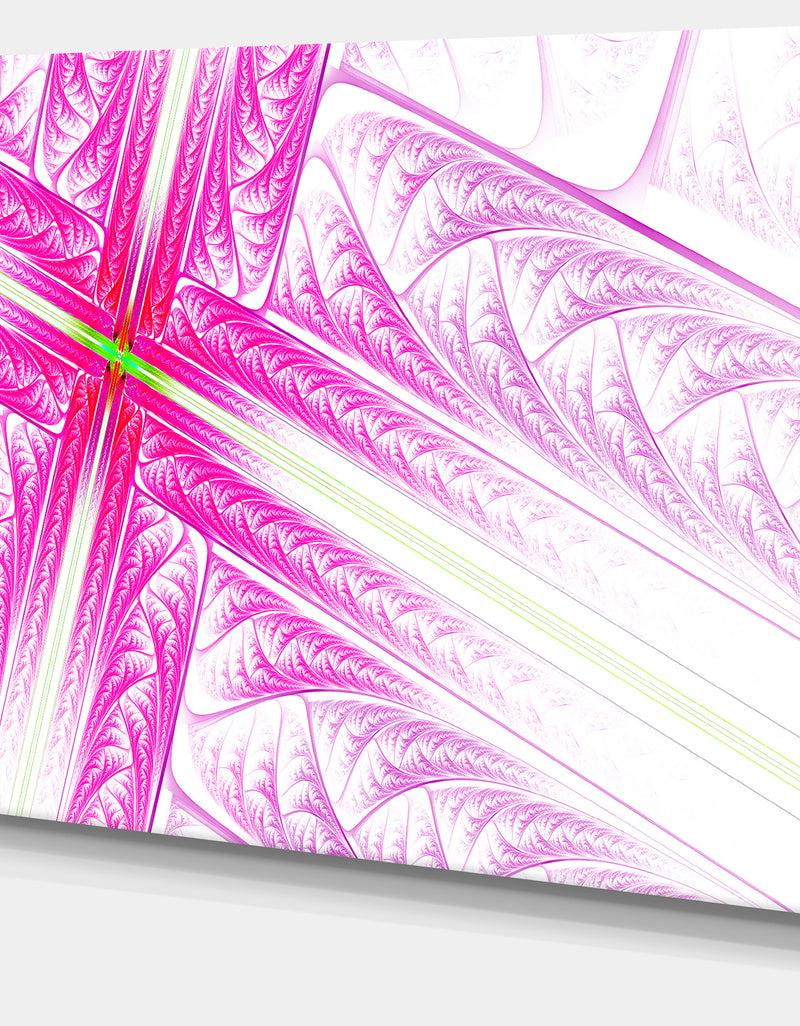 DesignQ Pink Fractal Cross Design - Large Glossy Canvas Art Print