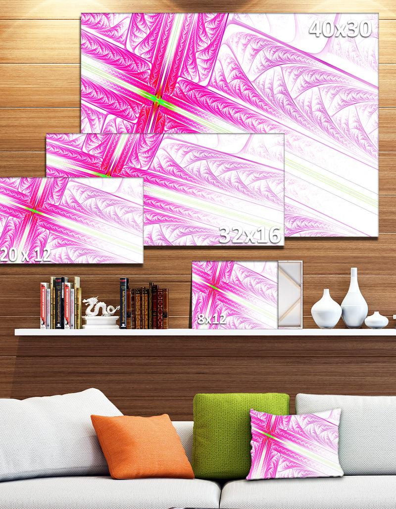 DesignQ Pink Fractal Cross Design - Large Glossy Canvas Art Print