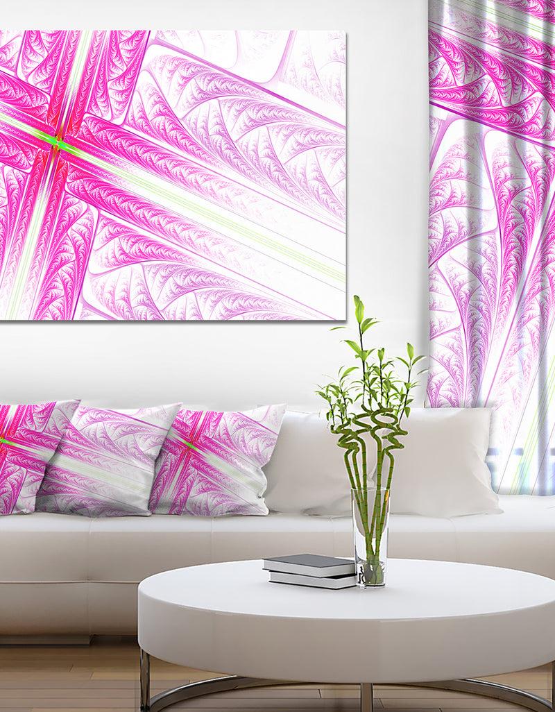DesignQ Pink Fractal Cross Design - Large Glossy Canvas Art Print