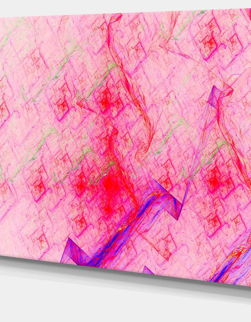 DesignQ Pink Fractal Electric Lightning - Abstract Art On Canvas