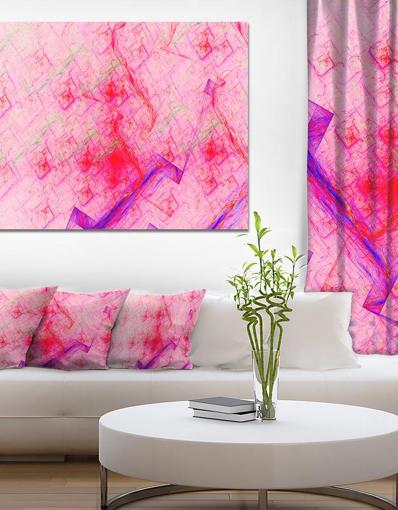 DesignQ Pink Fractal Electric Lightning - Abstract Art on Canvas