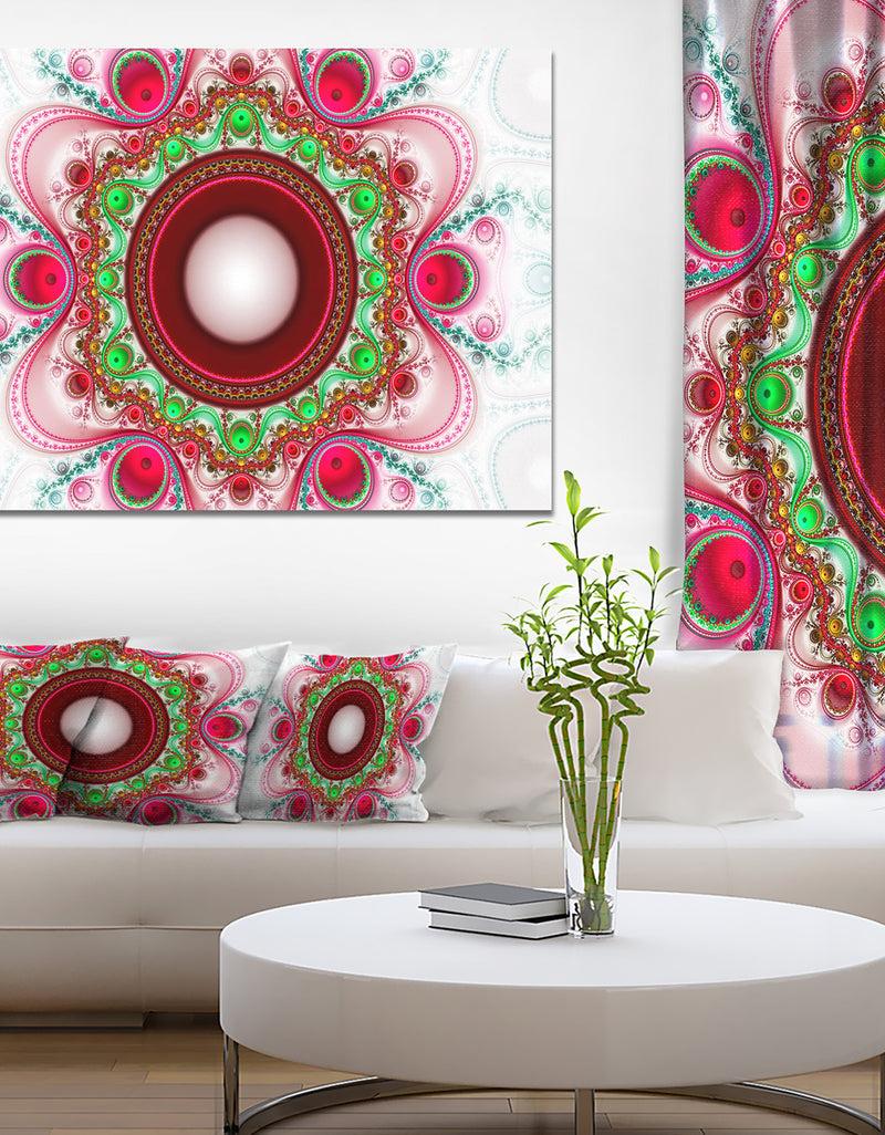 DesignQ Pink Fractal Pattern With Circles - Large Wall Art On Canvas