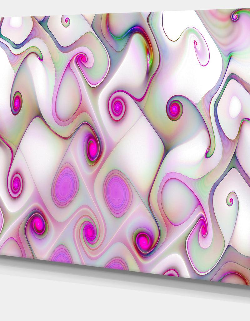 DesignQ Pink Fractal Pattern With Swirls - Abstract Canvas Wall Art