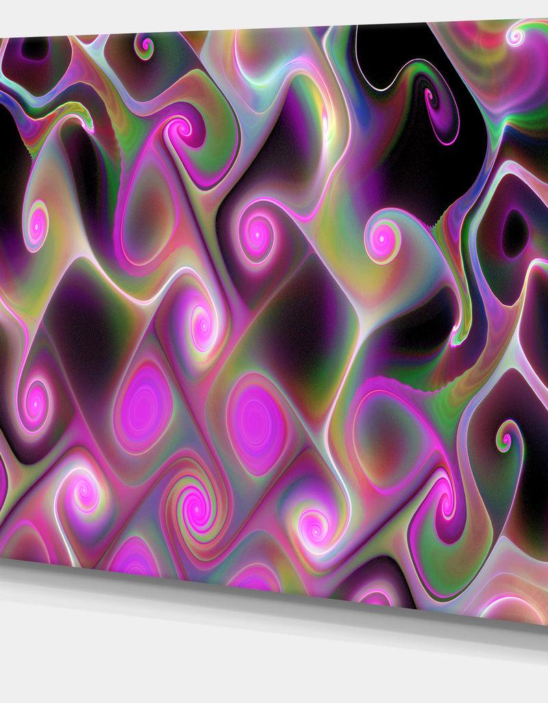 DesignQ Pink Fractal Pattern With Swirls - Abstract Wall Art Canvas
