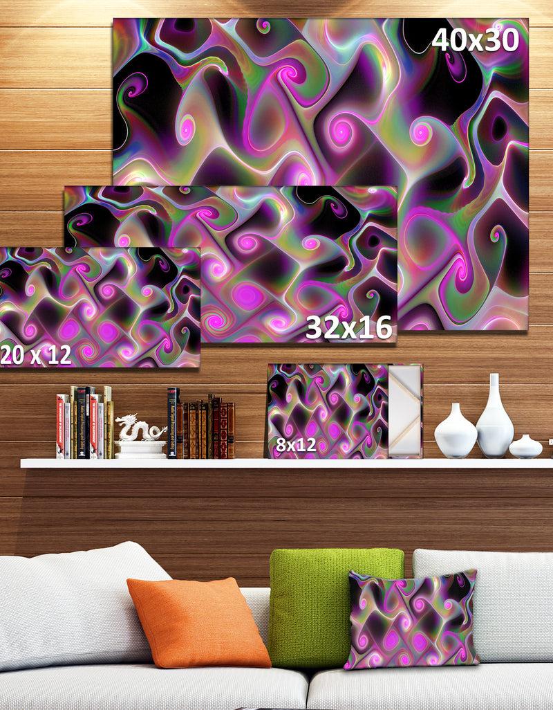DesignQ Pink Fractal Pattern With Swirls - Abstract Wall Art Canvas