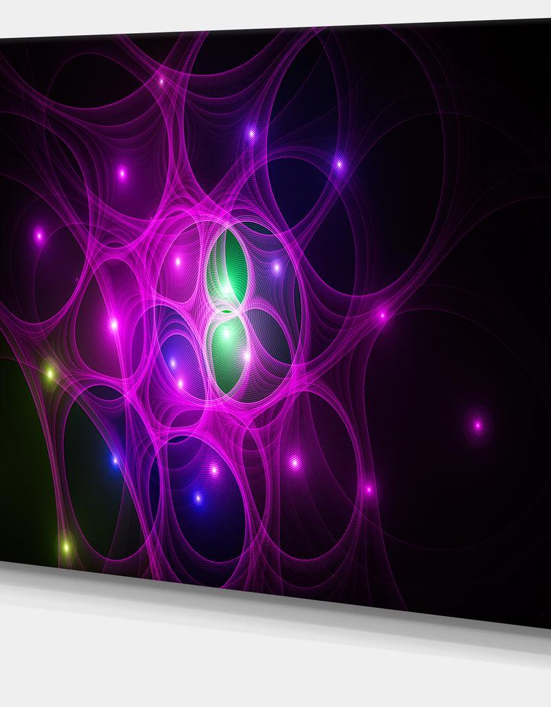 DesignQ Pink Fractal Space Circles - Extra Large Abstract Canvas Art Print