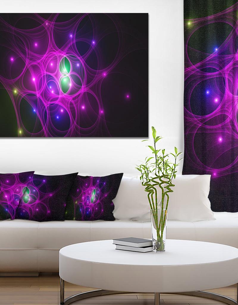 DesignQ Pink Fractal Space Circles - Extra Large Abstract Canvas Art Print