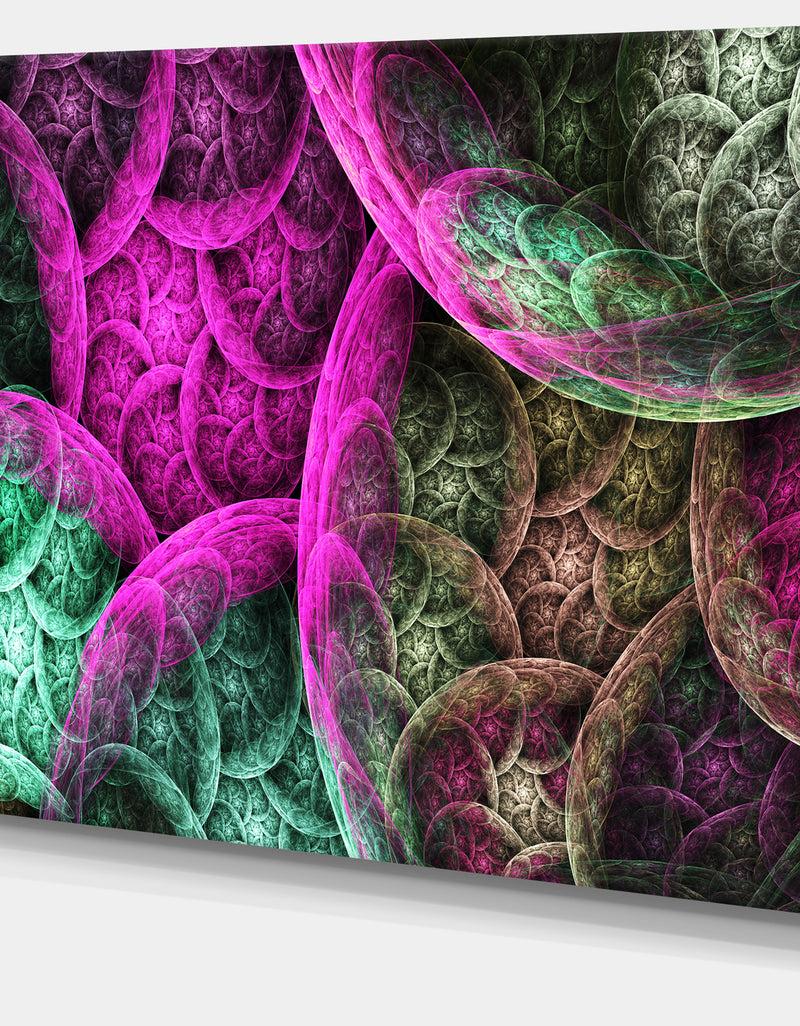 DesignQ Pink Green Dramatic Clouds - Abstract Canvas Wall Art