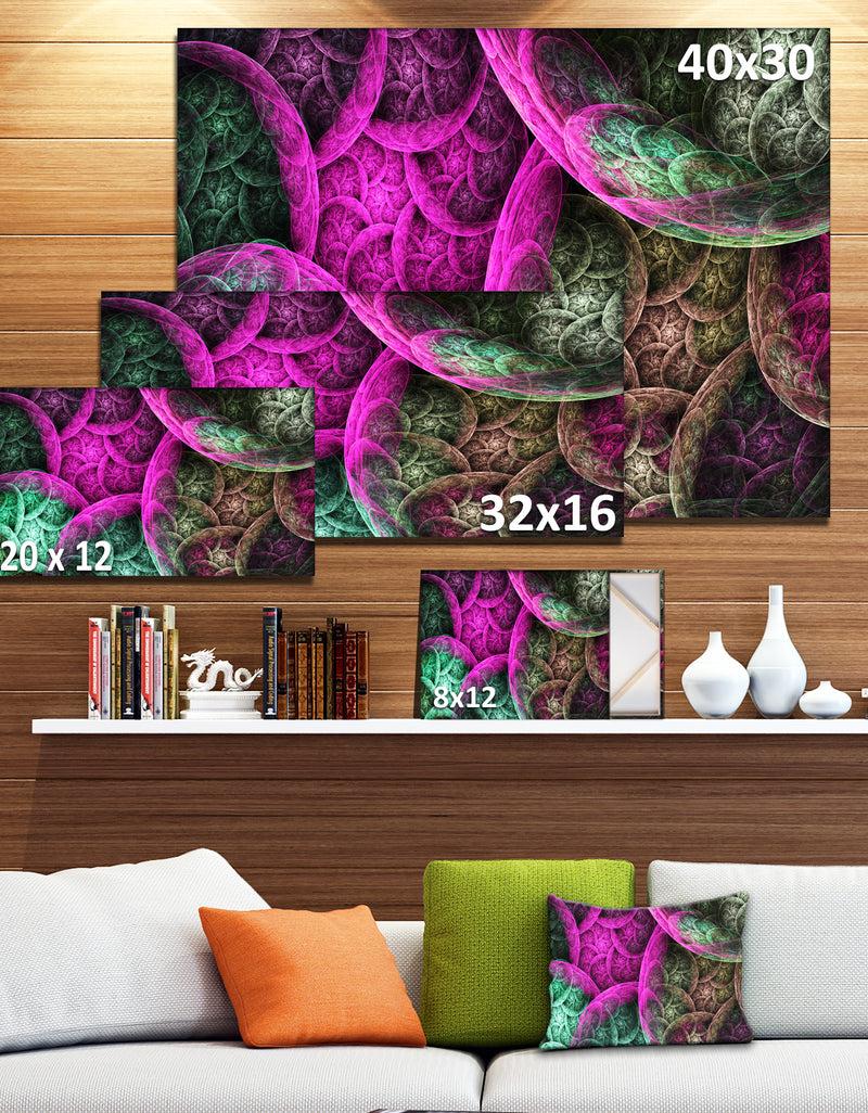 DesignQ Pink Green Dramatic Clouds - Abstract Canvas Wall Art