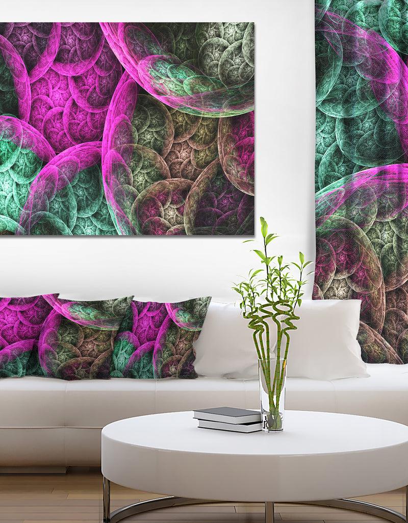 DesignQ Pink Green Dramatic Clouds - Abstract Canvas Wall Art