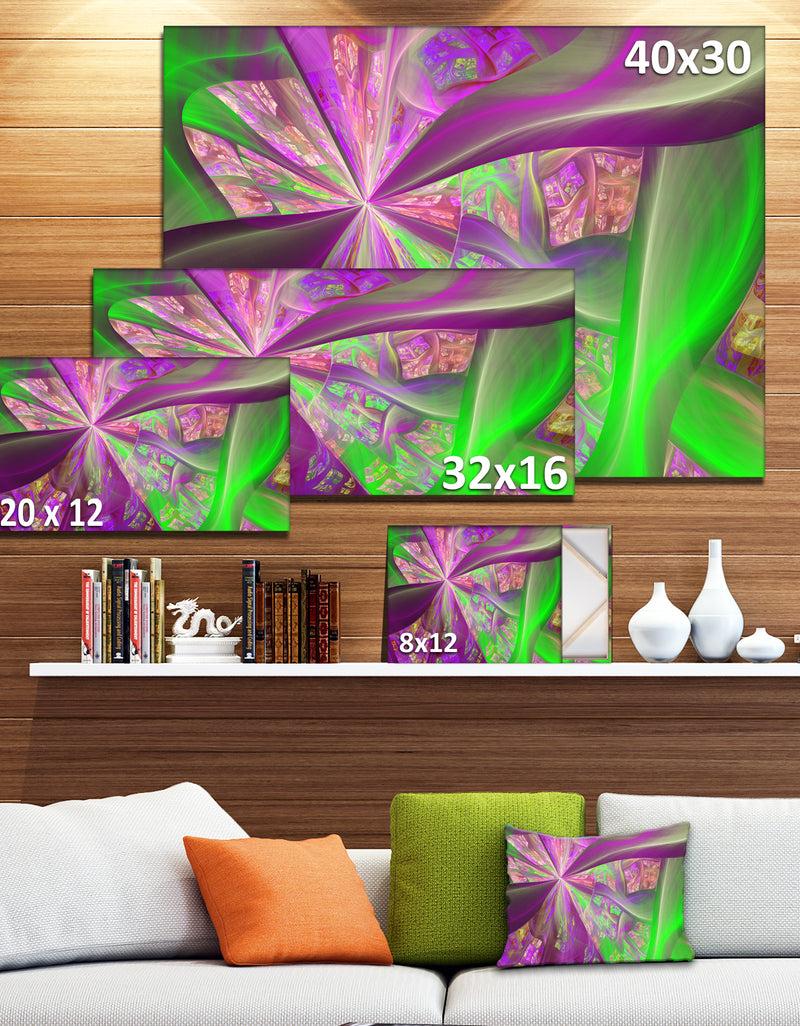 DesignQ Pink Green Fractal Curves - Extra Large Canvas Art Print