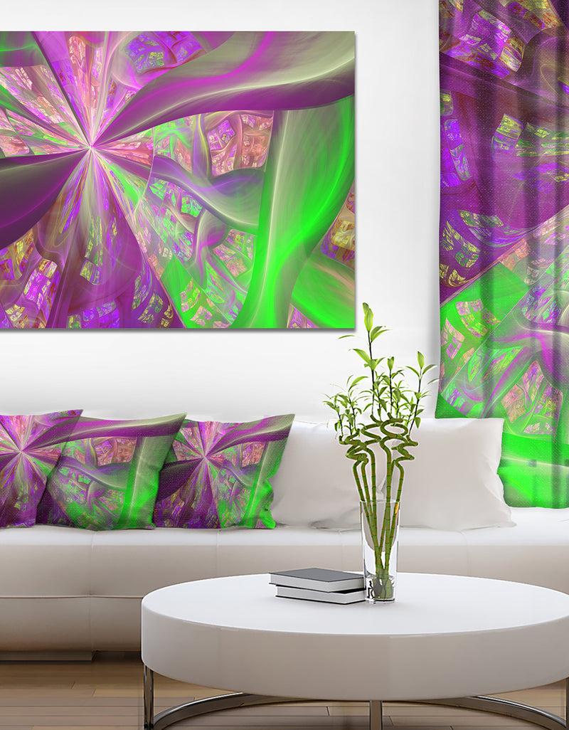 DesignQ Pink Green Fractal Curves - Extra Large Canvas Art Print