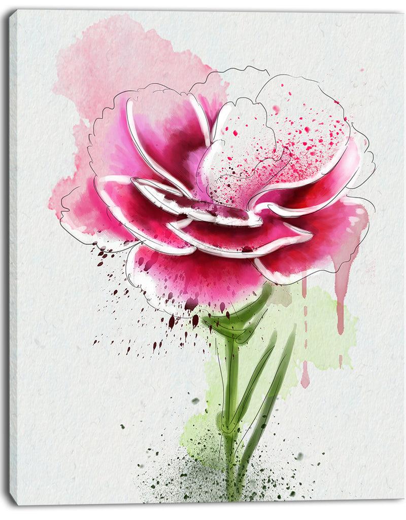 DesignQ Pink Hand-drawn Watercolor Flower - Floral Canvas Artwork Print