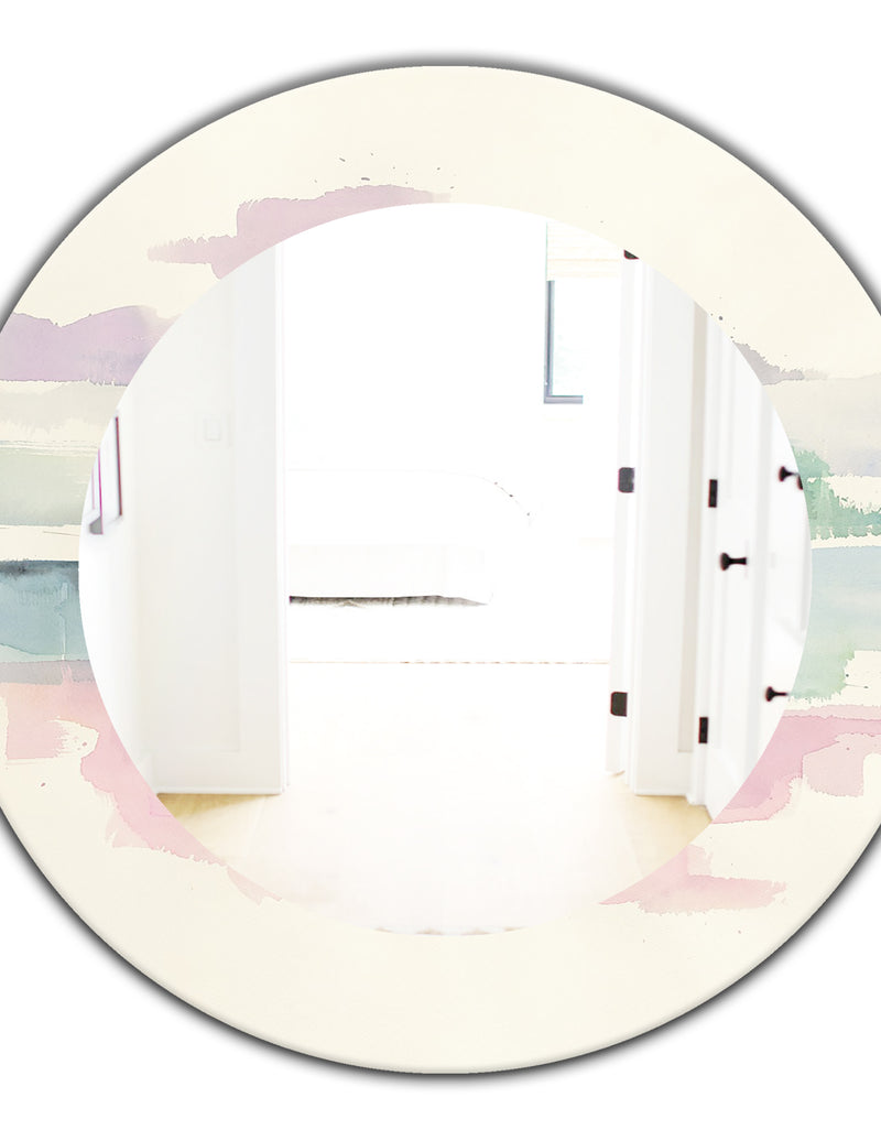 DesignQ Pink Lifting Fog - Traditional Mirror - Frameless Oval Or Round Wall Mirror