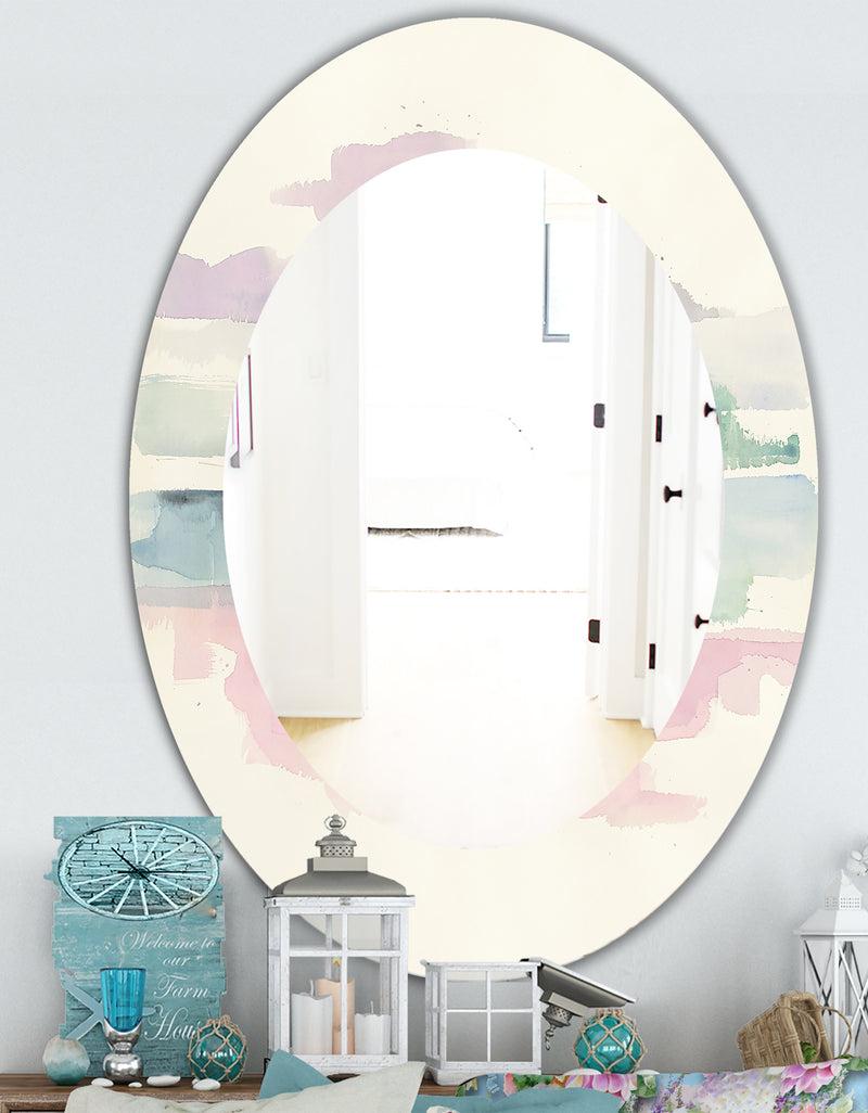 DesignQ Pink Lifting Fog - Traditional Mirror - Frameless Oval Or Round Wall Mirror
