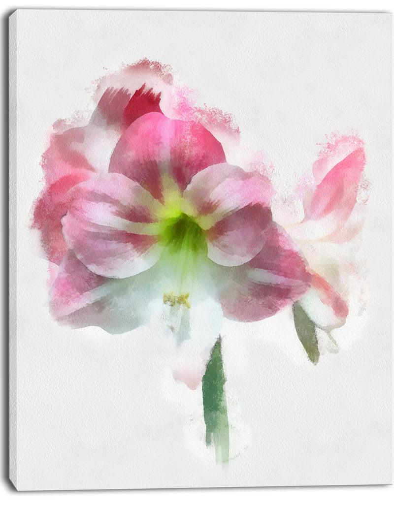 DesignQ Pink Lily Flowers On White Sketch - Extra Large Floral Canvas Art