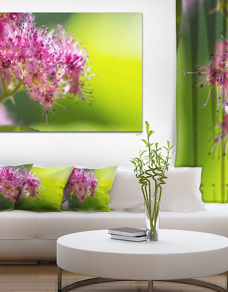 DesignQ Pink Little Flowers in Green - Floral Canvas Art Print