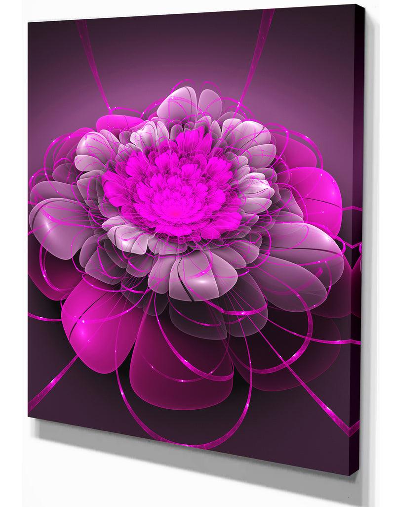 DesignQ Pink Lotus - Floral Contemporary Art On Wrapped Canvas