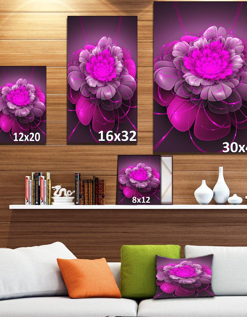 DesignQ Pink Lotus - Floral Contemporary Art On Wrapped Canvas