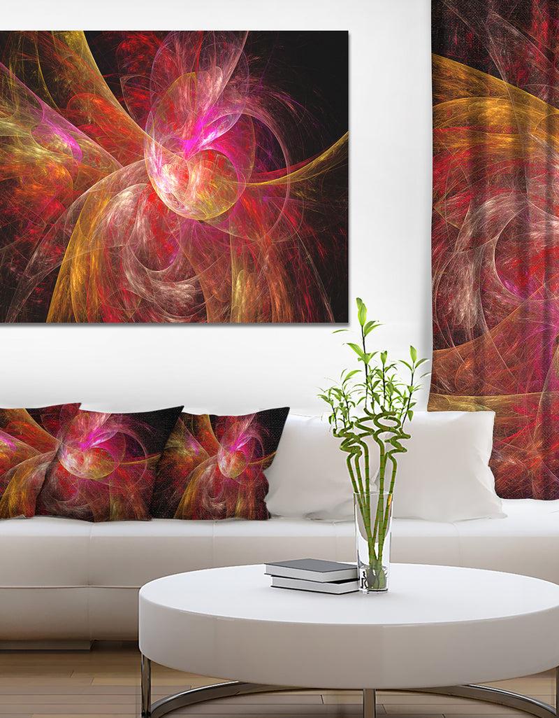 DesignQ Pink On Black Fractal Illustration - Large Wall Artwork
