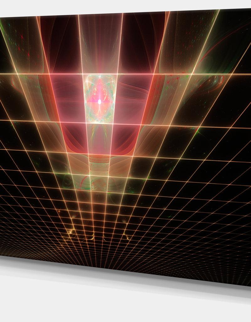 DesignQ Pink On Black Laser Protective Grids - Abstract Wall Art On Canvas